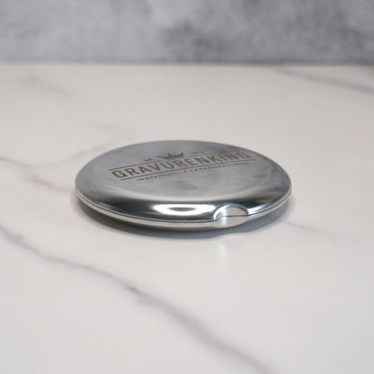 Make-up mirror with personal engraving - stainless steel pocket mirror with laser engraving