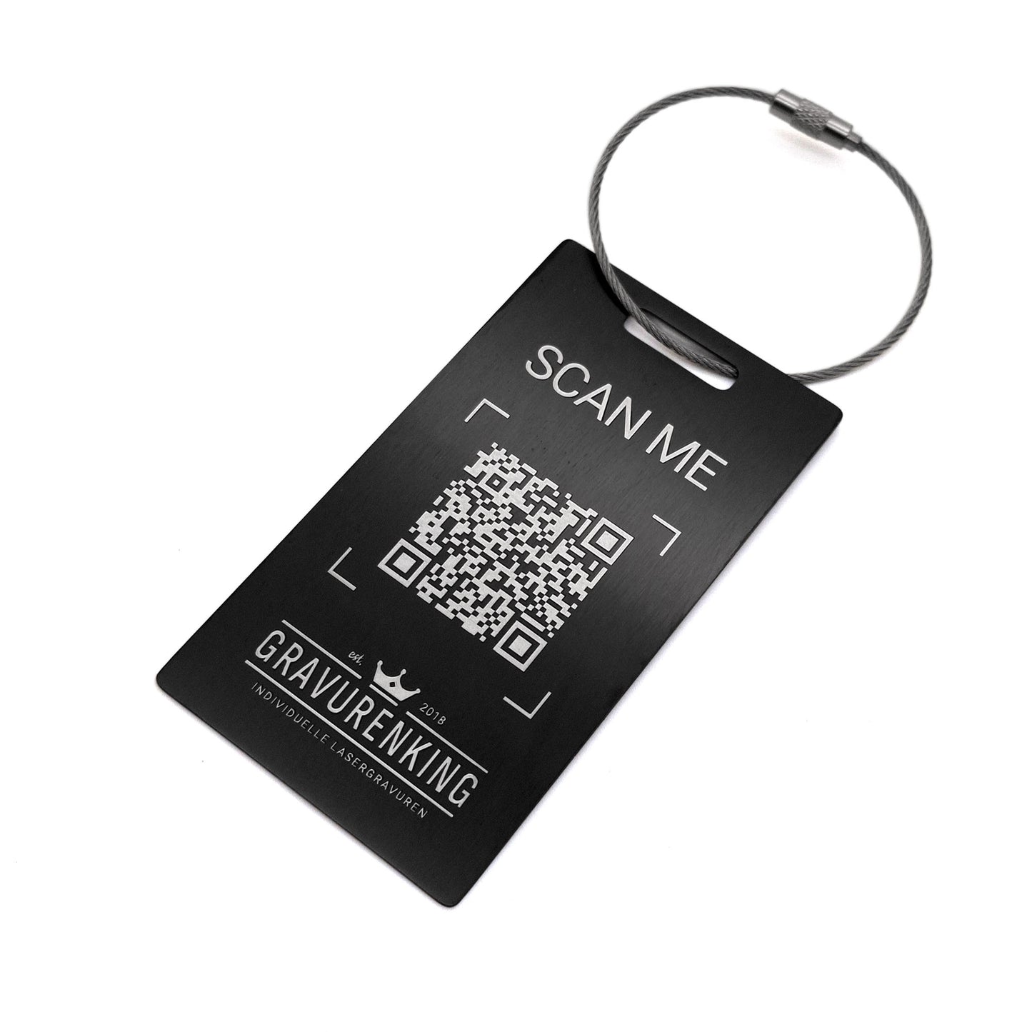 Schwarzer Edelstahl Kofferanhänger - Gepäckanhänger mit individueller Lasergravur