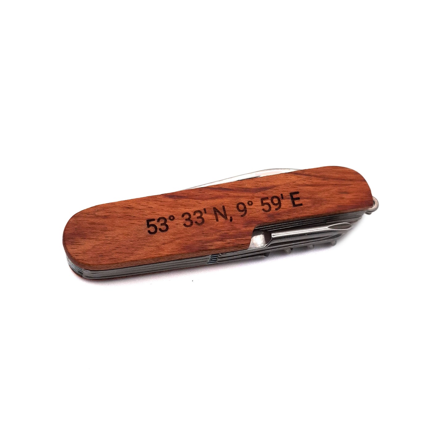 11 in 1 pocket knife with individual engraving - camping knife with wooden handle