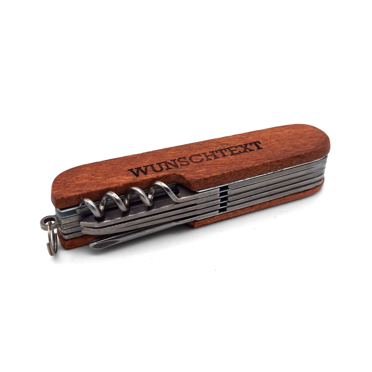 11 in 1 pocket knife with individual engraving - camping knife with wooden handle