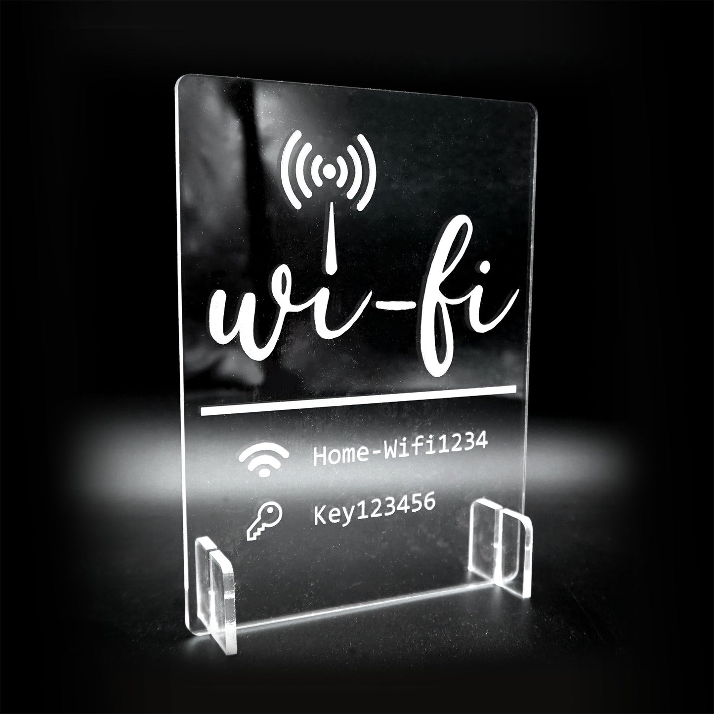 Plexiglass stand with text as desired - e.g. Wifi motif - personalized