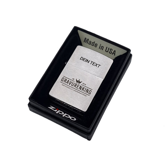 Original Zippo Feuerzeug mit individueller Lasergravur – gebürsteter Stahl