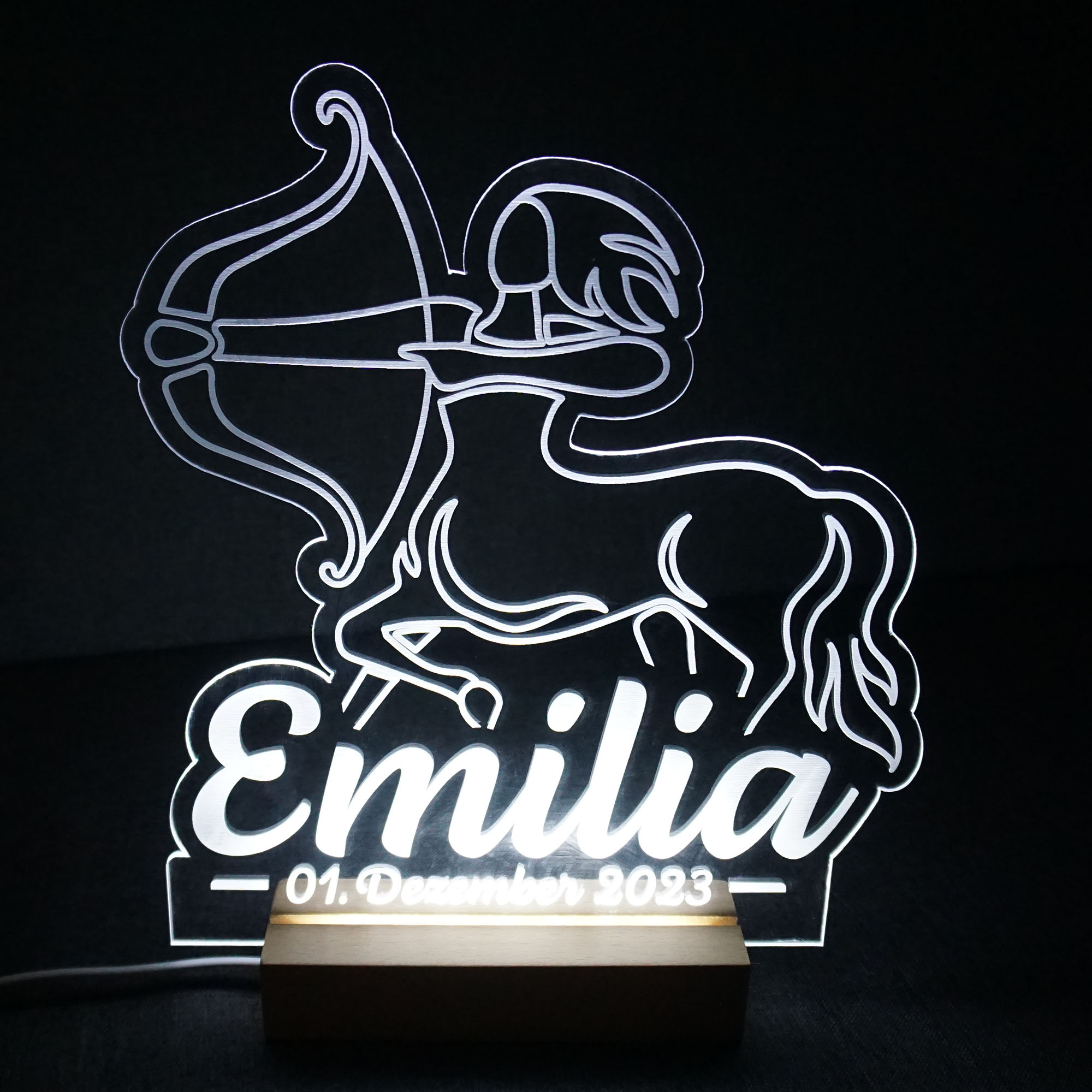 Leuchtschild mit persönlichem Text oder Logo - personalisierter Leuchttafel Aufsteller - Acrylglas