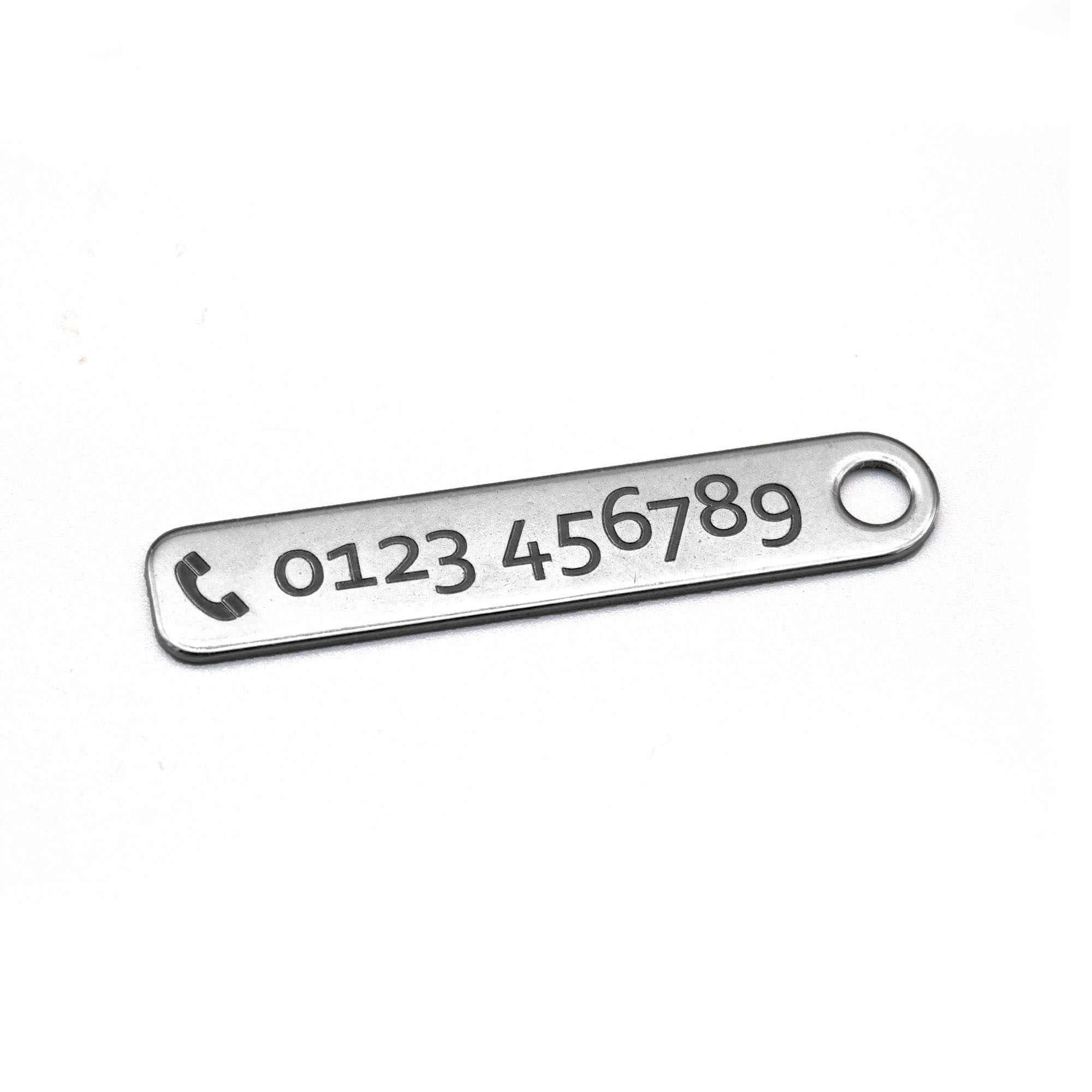 Edelstahl Schlüsselanhänger mit Telefonnummer - individuelle Gravur