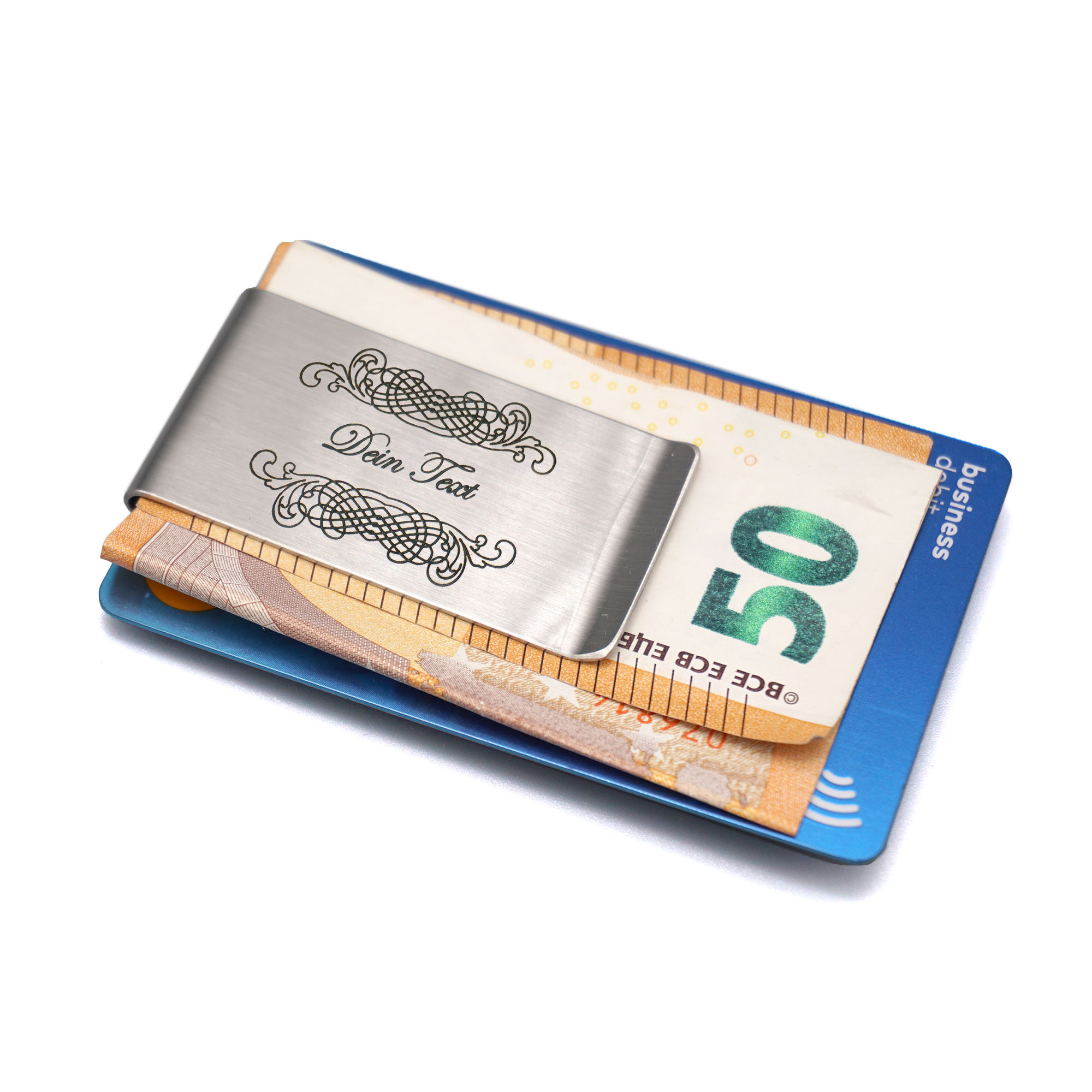 Edelstahl-Geldklammer mit Wunschgravur - Geldclip mit persönlichem Motiv